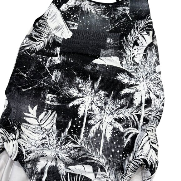 Sylvia P Balmy Black & White Palm Print One-Piece Leotard Strappy Back Girls 12 - Picture 5 of 6